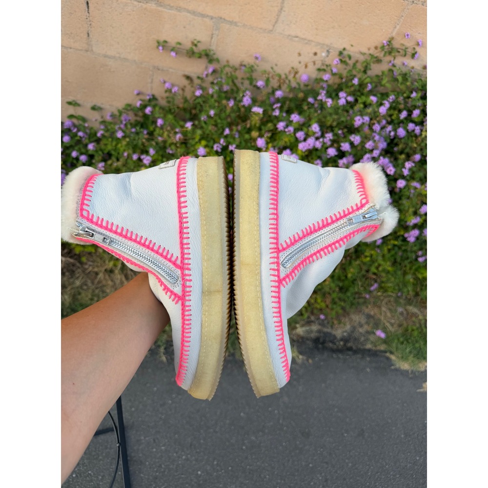 Laidback London Setsu Crochet Ankle Boots Milk Leather Neon Pink EU 40 US 9 - Picture 5 of 10